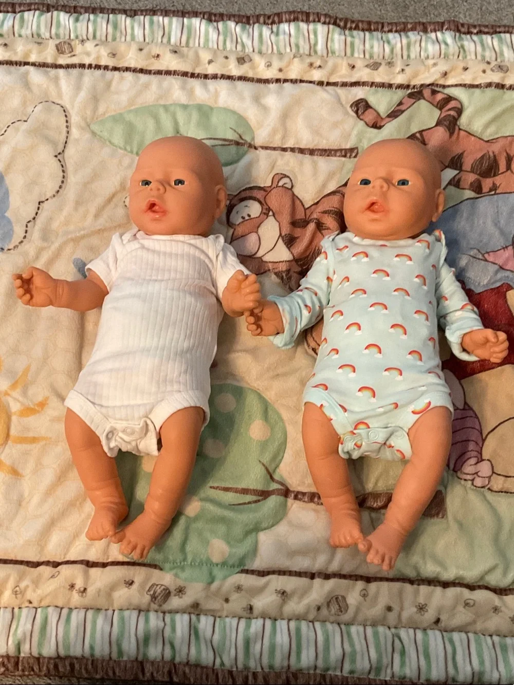 Unbranded Twin Baby Dolls in Flesh Tone - Soft Vinyl Playset
